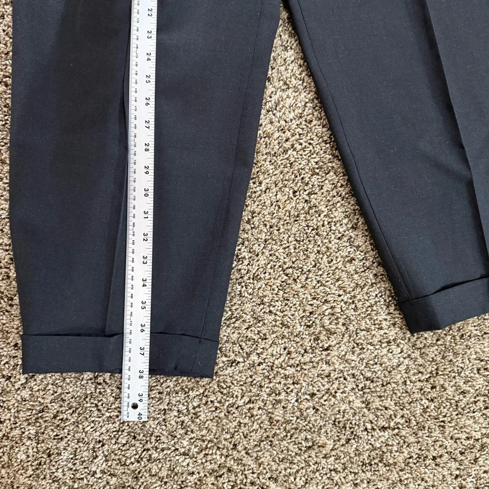 NH 1881 Made in Italy Men 38 Super 120s Tasmanian Wool Pleated Dress Pants Black